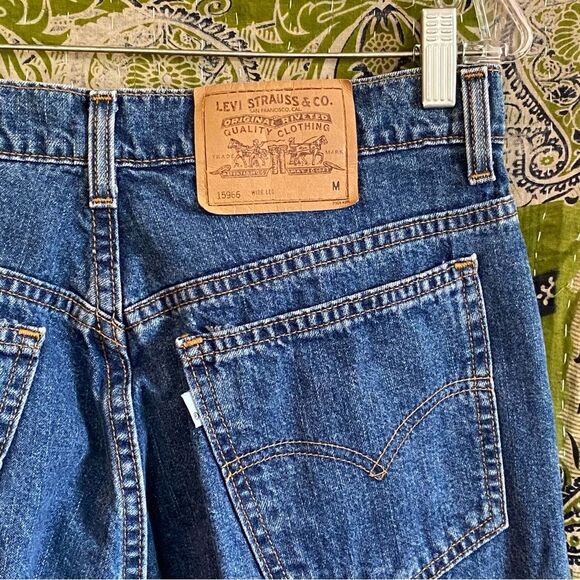 Rare 90's Levi's Blank White Tab 966 Medium Wash Ribcage Wide Leg Jeans … - Picture 7 of 16